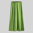 thumbnail image 5 of COMVALUE Womens 2026 Satin Silk High Waist Slit Midi Skirt Elastic Waistband Midi Skirts (XL, Green), 5 of 5