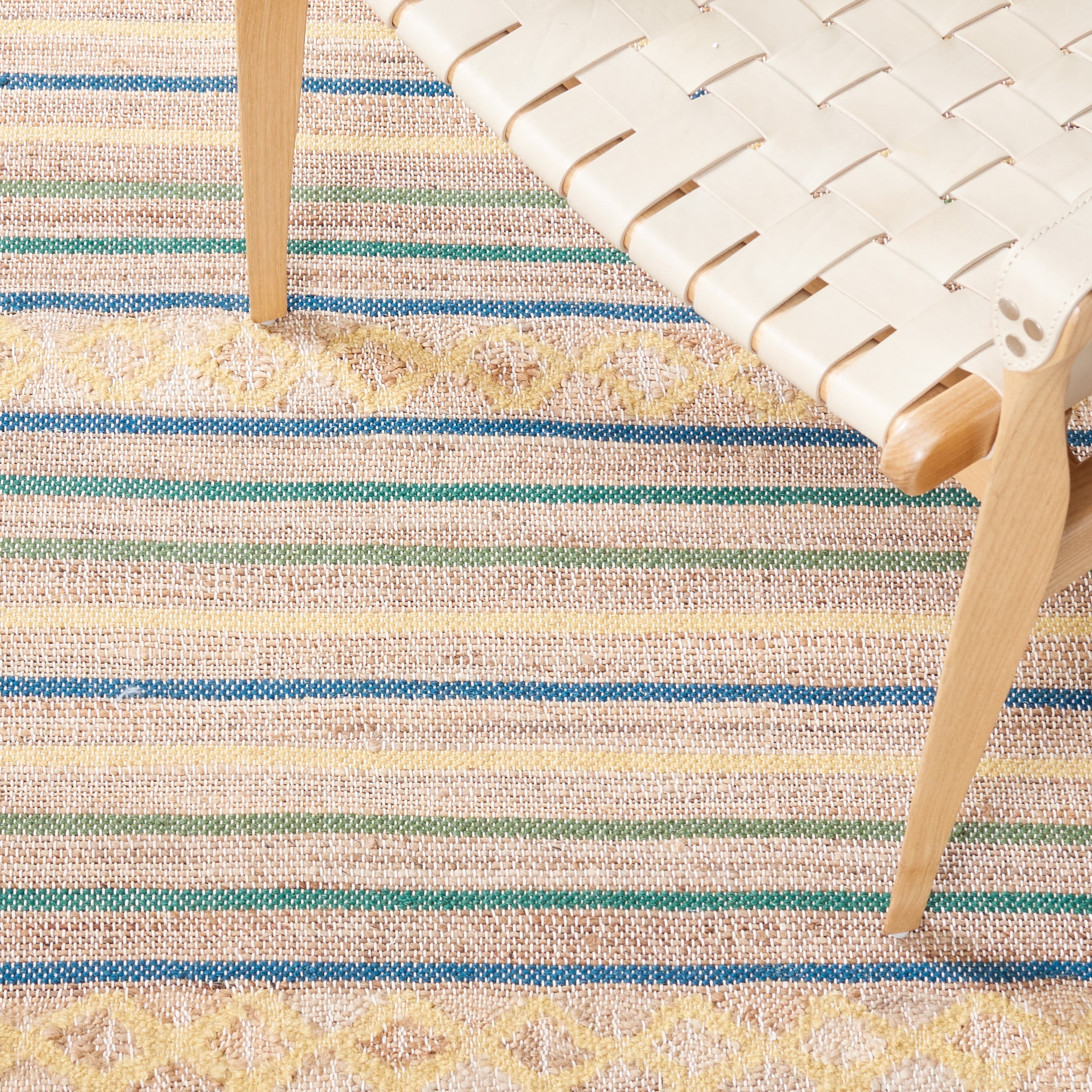 SAFAVIEH Kilim Candis Striped Area Rug, Natural/Green, 5' x 8'