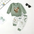 thumbnail image 2 of Xudanell Newborn Baby Boy Outfits Pattern Embroidery Fall Baby Winter Clothes Round Neck Top and Trousers Fall Outfits, 2 of 5