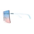 thumbnail image 4 of Oversize Rimless Shield Square Rectangle Large Sunglasses Blue Pink Smoke, 4 of 4