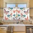 thumbnail image 2 of Yayeee Kitchen Curtains Tier Set of 2 Light Filtering 57"x24" Over Sink Window Panels, Colorful Butterflies, 2 of 7