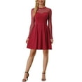 thumbnail image 2 of INSPIRE CHIC Women's Dress Heart Mesh Sheer Long Sleeve Gothic Cocktail Party Mini Dress XL Red, 2 of 6