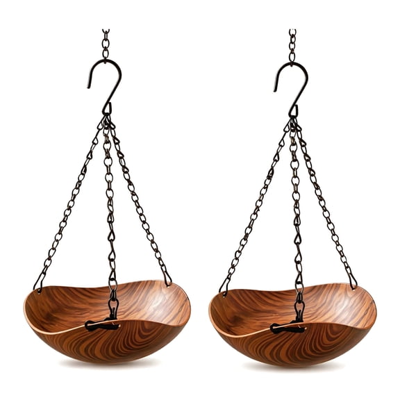 Hanging Bird Bath Windproof Water Dispenser, Chain Mounted Outdoor Garden Decor, Courtyard Bird Feeding Tool, Home Yard Bird Supplies, Outdoor Garden Bird Ornament 2 Pack