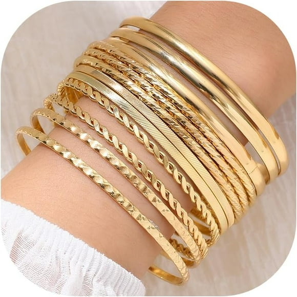 19Pcs Gold Bangle Bracelets Set For Women Boho Multi Layer Stack Textured Bracelets Indian Chunky Bangle Bracelet For Women Teen[J2791]