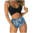 thumbnail image 1 of Women Criss Cross High Waisted String Floral Printed 2 Piece Bathing Swimsuit, 1 of 6