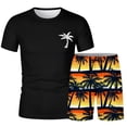 thumbnail image 3 of Afdoent Men's 2 Piece Short Set Mens Hawaiian Crew Neck Short Sleeve T Shirt And Printed Shorts Two Piece Set Vacation Beach Casual, 3 of 5