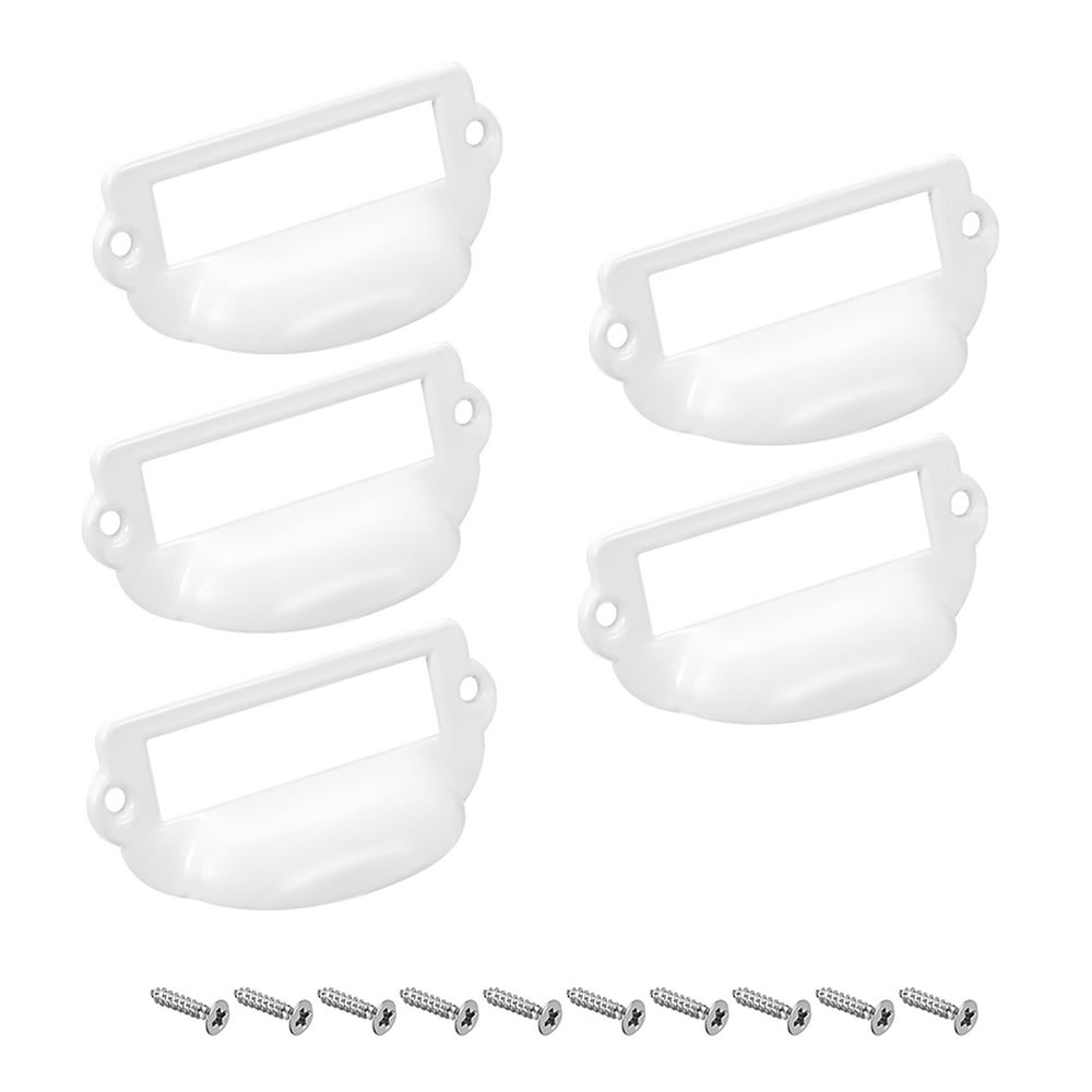 Label Holder Pull Handles Vintage Zinc Alloy White 82x40mm 5 Pcs w