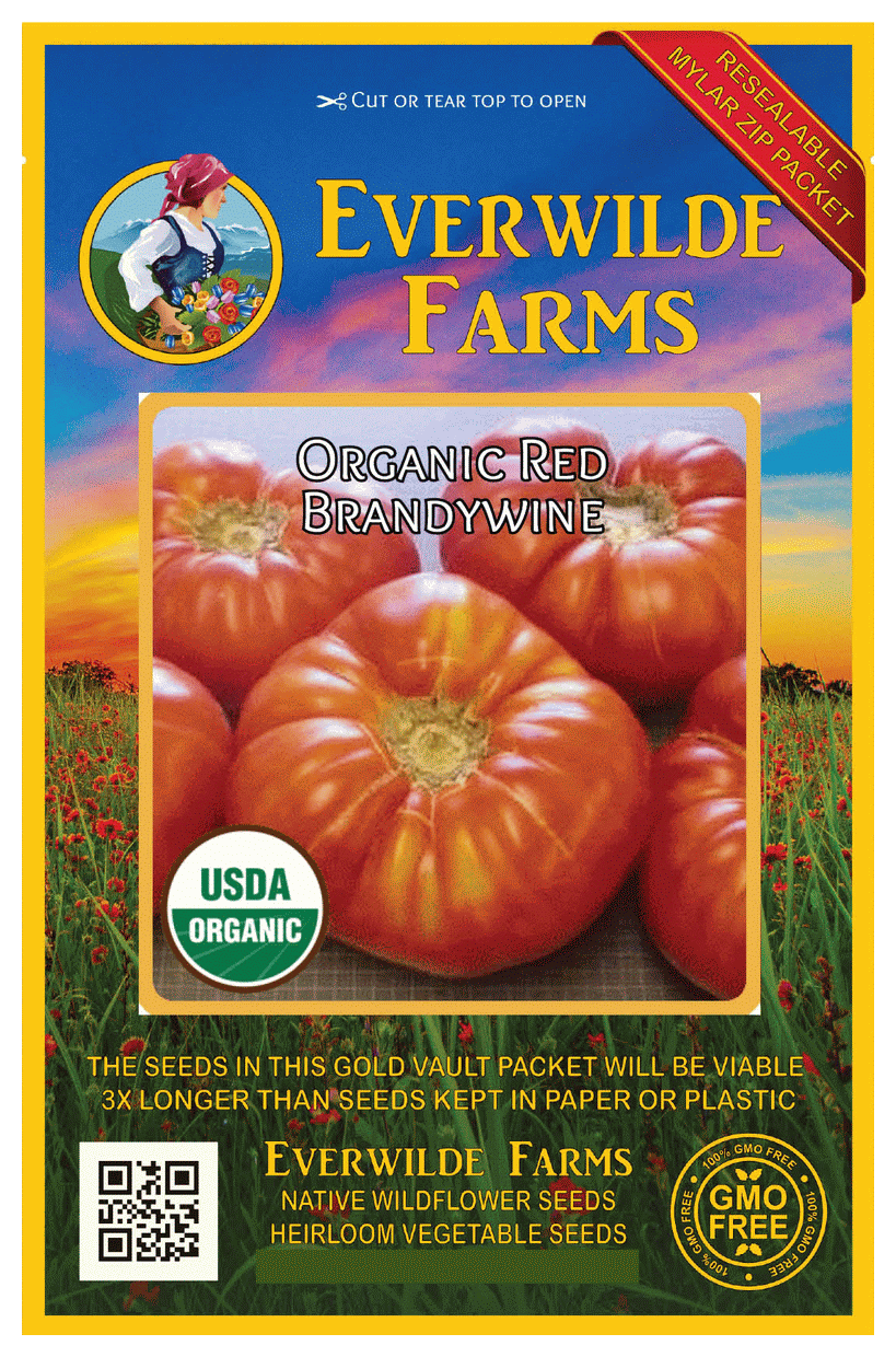 Everwilde Farms 25 Organic Red Brandywine Heirloom Tomato Seeds