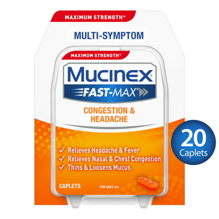 Mucinex Fast-Max Congestion & Headache Caplets, (Best Over The Counter Sinus Headache Medicine)