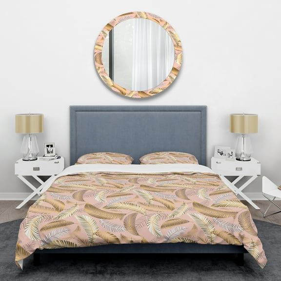 Designart 'Golden Tropical Pattern V' Mid-Century Modern Duvet Cover Set