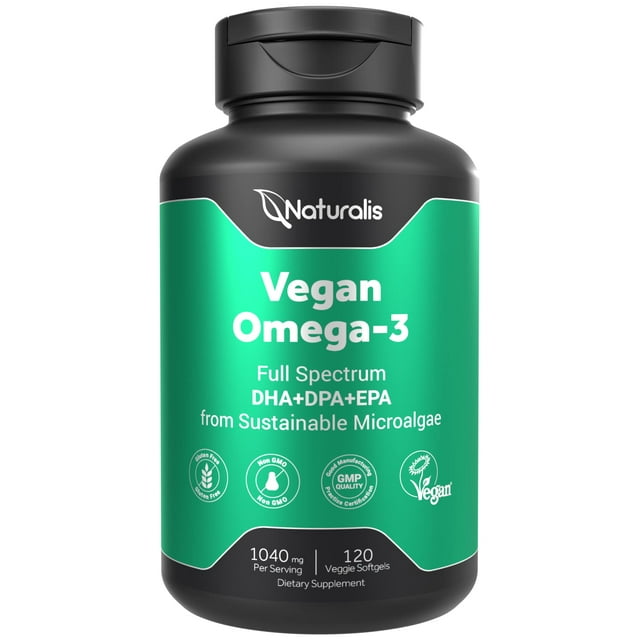 Suplemento Naturalis Vegan Omega 3 DHA, EPA y DPA 120 cápsulas blandas