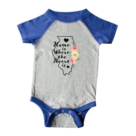 

Inktastic Illinois Home is Where the Heart is with Watercolor Floral Gift Baby Boy or Baby Girl Bodysuit