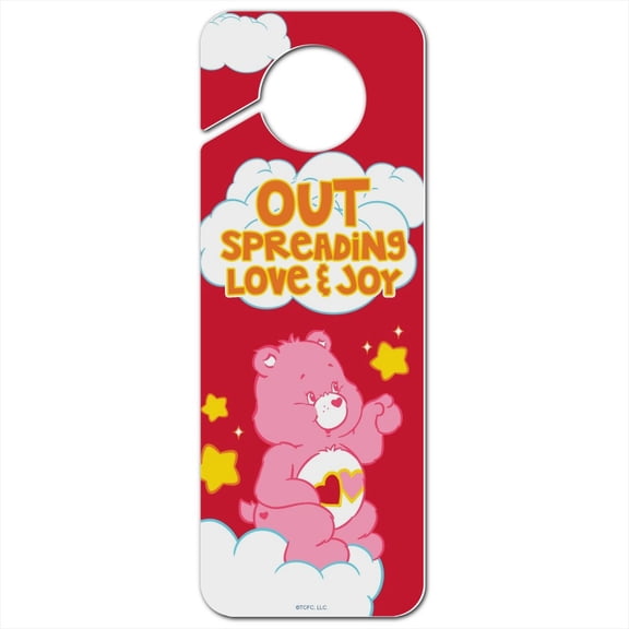 Care Bears Love-A-Lot Bear Plastic Door Knob Hanger Sign