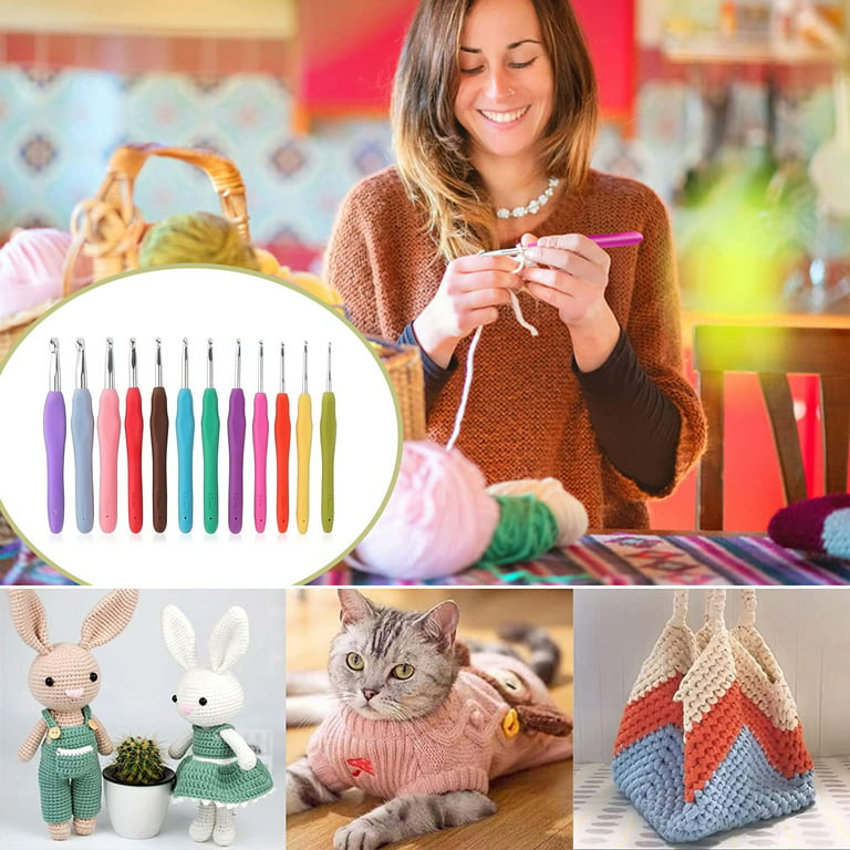 8Pcs/Set Bearded Needle Crochet Hooks Set Ergonomic Soft-Grip Handle Sewing  Knitting Knitwear DIY Tools - AliExpress