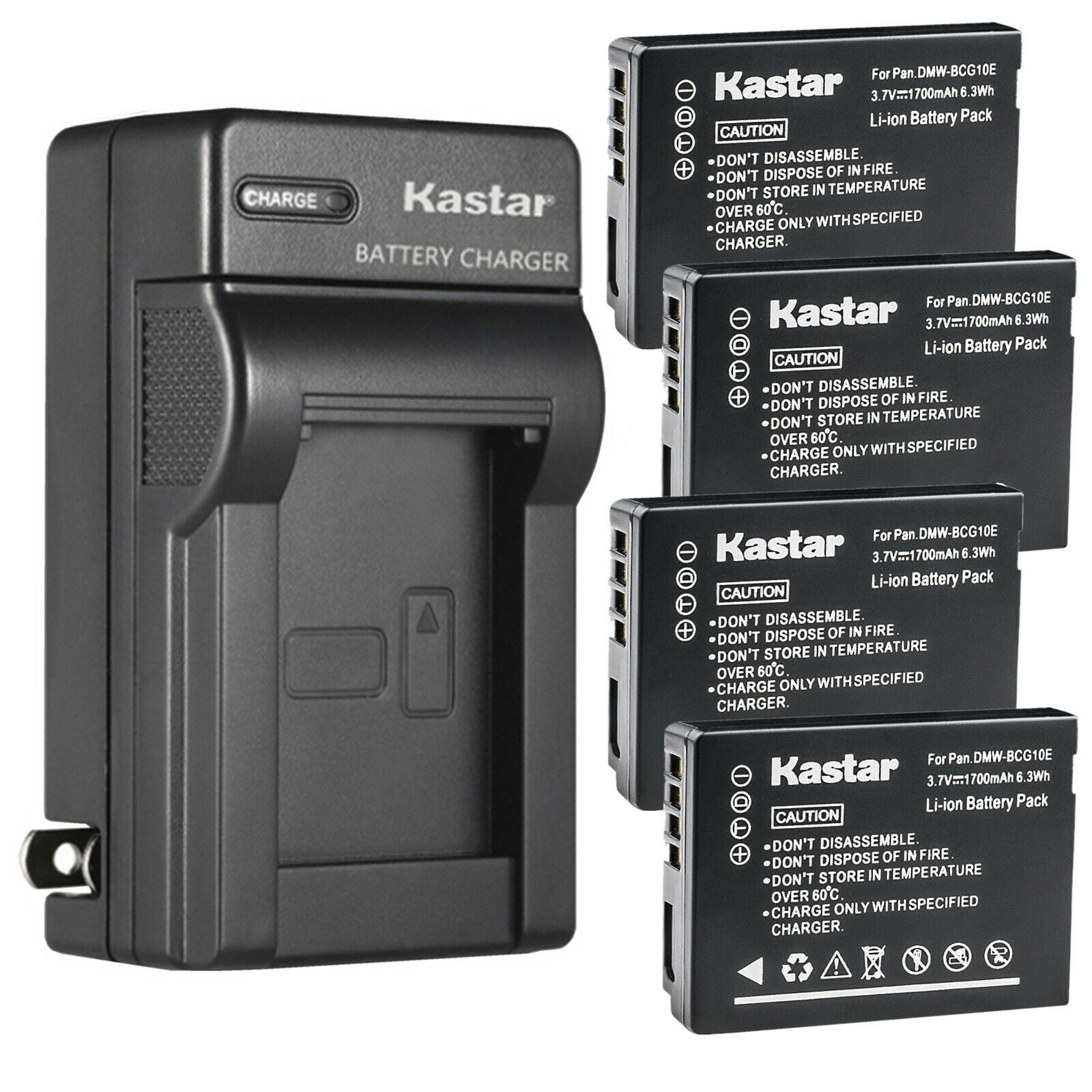 Kastar 4-Pack DMW-BCG10 Battery and AC Wall Charger Replacement for Panasonic Lumix DMC-TZ25 Lumix DMC-TZ27 Lumix DMC-TZ30 Lumix DMC-TZ31 Lumix DMC-TZ35 Lumix DMC-TZ65 Lumix DMC-ZR1
