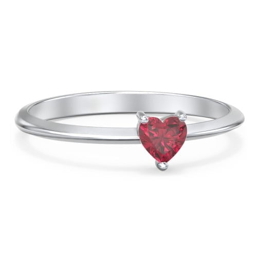 Heart Birthstone Ring - Ruby (July)