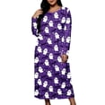 thumbnail image 2 of SELONE Nightgowns Long Sleeve for Women Plus Size Crew Neck Maxi Sleep Shirt Ghost Bats Nighties Halloween Dress, 2 of 8