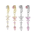thumbnail image 3 of Butterfly Belly Ring, Dangle Belly Ring in Pink, Stainless Steel, 3 of 8