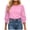 Pink, variant on Women's Casual Blouses Puff Sleeve Round Neck Long Sleeve Smocked Cuff Loose Fit Fashion Elegant Party Work Tops, Pink XXL