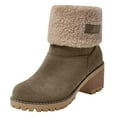 thumbnail image 3 of Mostsola Winter Boots for Women Comfortable Pull on Suede Mid Calf Boots Stacked Heel Ankle Booties, 3 of 7