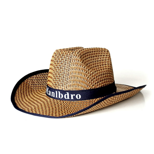 Mens Wide Brim UV Sun Protection Straw Hat Breathable Floppy
