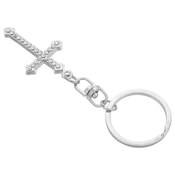 Rhinestone Cross Charm Keychain Pendant Durable Primary School