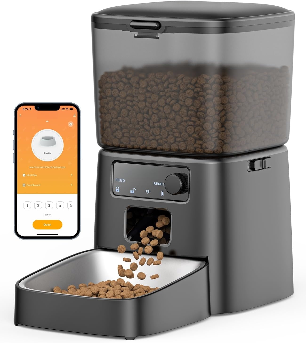 WiFi Automatic Cat Feeder – App Controlled Smart Dry Food Dispenser with Portion Control, Programmable Feeding Schedule for Indoor Cats & Small Pets