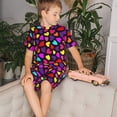 thumbnail image 4 of Balery Colorful Hearts Conjunto de Pijama Infantil de Manga Corta con Estampado – Ropa de Dormir de Algodón Suave-Large, 4 of 6