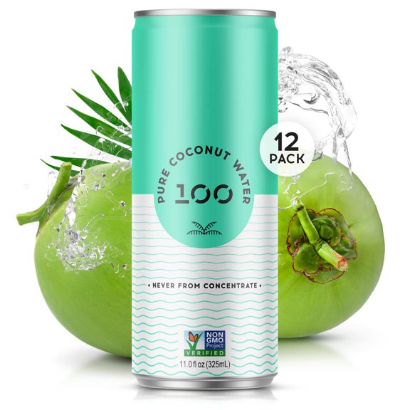 100 Coconuts Pure Coconut Water 11 fl oz (Pack of 12)