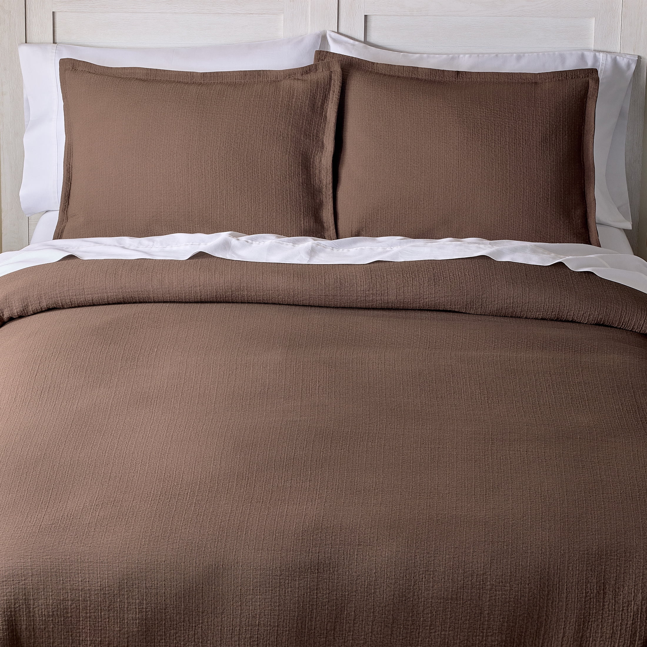 Better Homes & Gardens All-Season King Comforter Set, 3-Piece Brown Gauze