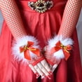 thumbnail image 2 of 1 Pair Christmas Mesh Gloves Women High Elasticity Fingerless Red Fishnet Gloves Cosplay Stage Performance Party Accessories, 2 of 6