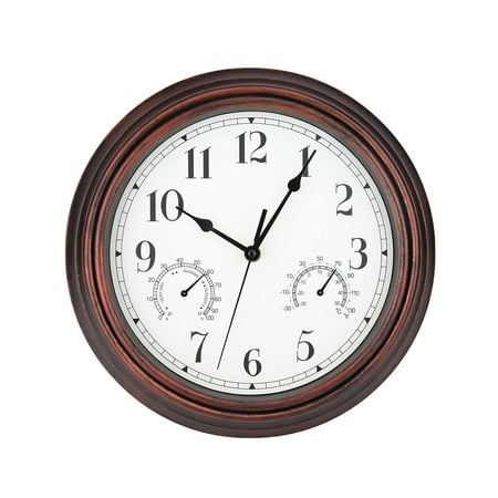 

Viugreum Wall Clock 12 Inch | Retro Wall Clocks Battery Operated | Round Modern Clocks with Thermometer & Hygrometer for Office Bathroom Living Room Kitchen Bedroom Classroom Wall Decor