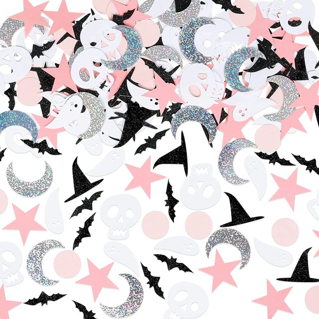 200Pcs Halloween Bat Ghost ConfettiHTOOQ Pink Black Halloween Party Decorations,Halloween Table Decor,Bat Decorations,Ghost Decorations,Halloween Party Favors - -