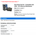 thumbnail image 2 of Rear Brake Pad Set - Compatible with 2006 - 2010 Mercury Mountaineer 2007 2008 2009, 2 of 2