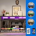 thumbnail image 3 of Dextrus Farmhouse LED TV Stand w/Outlets for TVs up to 70'', Wood TV Media Console for Living Room, Rustic Oak, 3 of 8