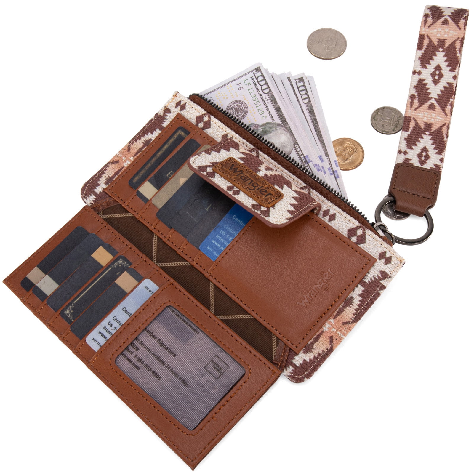 Wrangler Purses for Women Western Clutch Purse Rfid Wallet Womens, Light-Coffee