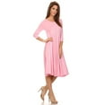 thumbnail image 2 of Women's Casual Basic Comfy 3/4 Sleeve Flare A-line Midi long maxi Dress, 2 of 5