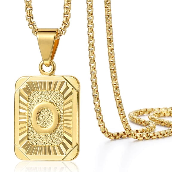 Womens Mens Yellow Gold Filled Letter A-Z Initial Necklace Capital Alphabet Pendant Box Chain Unisex 24Inch