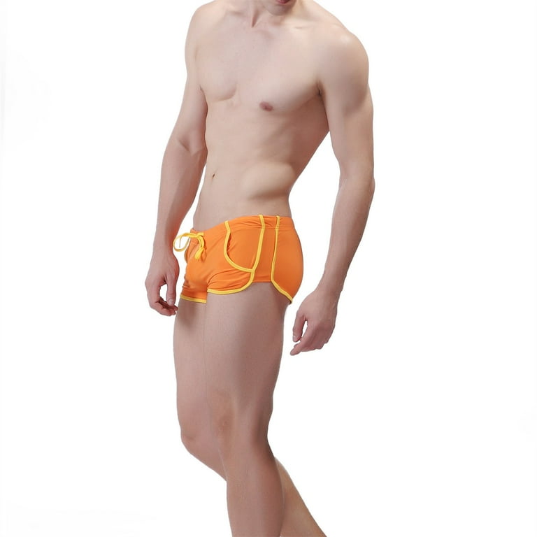 Ketyyh chn99 Swim Trunks Men Swim Trunks with Compression Liner Swimsuit Swim Shorts Bathing Suits Orange XL