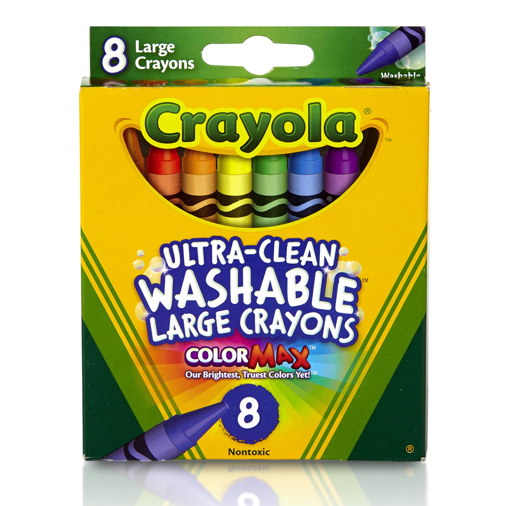 Crayola Washable Crayons, Large Size, 8 Colors, Set of 12 boxes
