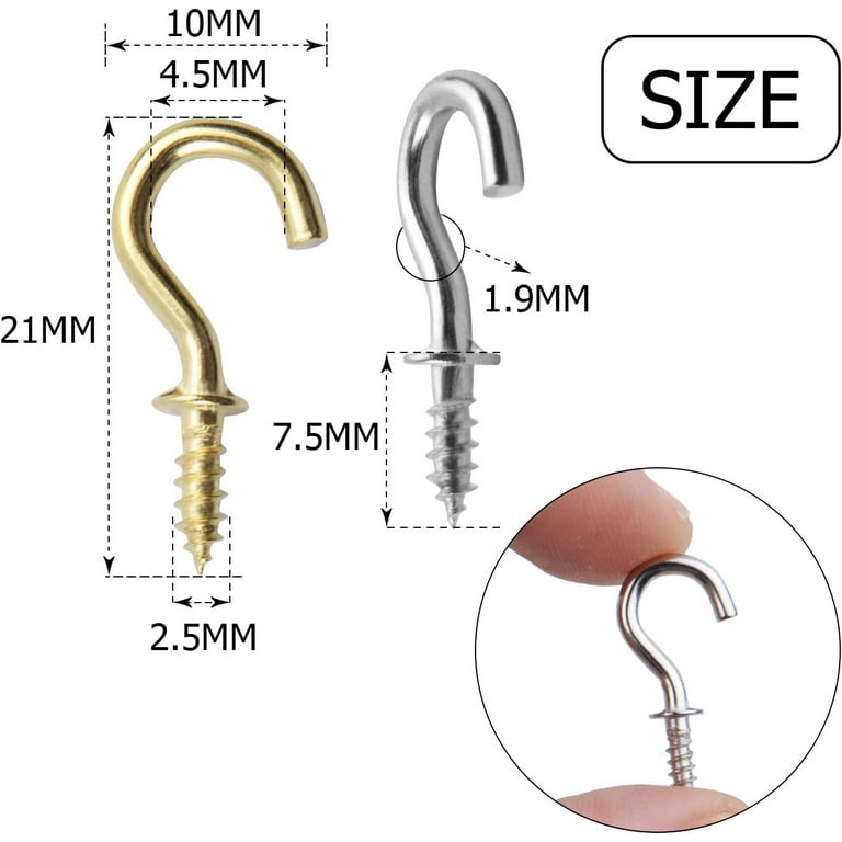Cup Hooks Screw in 1/2 inch, Pack of 500 Mini Screw in Hooks for Hanging,  by Woodpeckers 