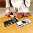 thumbnail image 5 of Case for Samsung Galaxy S22 with Astronaut Stand,Luxury Plating Electroplate Case with Camera Protection Cute Love Heart Side Pattern Soft Silicone Shockproof Kickstand Cover-Black, 5 of 6