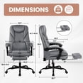 thumbnail image 3 of COOLHUT Executive Office Chair, Big and Tall Office Chair with Footrest Reclining Faux Leather Chair High Back Lumbar Support Ergonomic Office Chair with Padded Armrests, Gray, 3 of 12