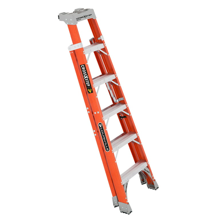 Louisville Ladder 6-Foot Fiberglass Twin Front Step Ladder, Type IA, 300- pound Load Capacity, FM1506