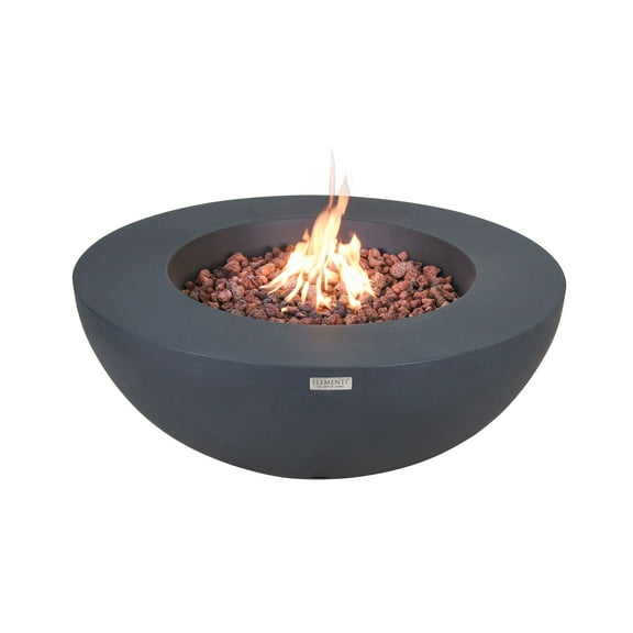 Elementi Natural Gas Concrete Lunar Bowl Fire Pit w/ Auto Ignition, Grey