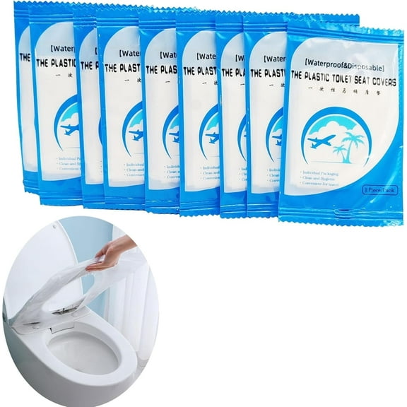50PCS Disposable Travel Plastic Toilet Seat Cushion Waterproof Portable Toilet Seat Cushion Individually Packed, Easy to Carry for Traveling