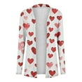 thumbnail image 3 of YueHuiYing Heart Sweater For Women Mid-Length Valentines Open Front Cardigan Plus Size Casual Long Sleeve Knitted Outfits, 3 of 4