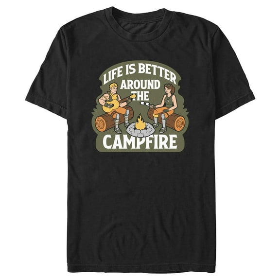 Men's Fortnite Life Is Better Around the Campfire Graphic Tee Black 2X Large