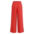 thumbnail image 6 of ZXLBBD Girl's Wide Leg Drawstring Elastic Waist Split Hem Loose Solid Color Trousers with Pockets Beach Vacation Versatile Causal Daily Wear,Red,Size 14 Y-15 Y, 6 of 7
