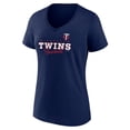 thumbnail image 2 of Women's Navy Minnesota Twins Back In Business V-Neck T-Shirt, 2 of 3
